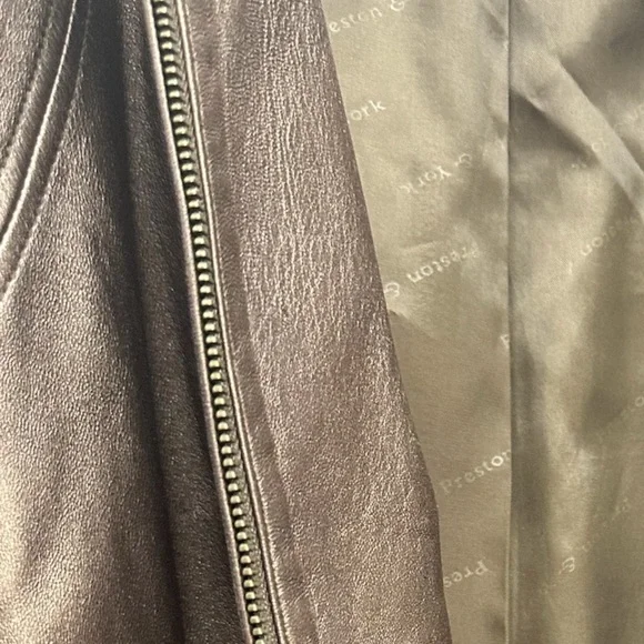 Vintage Preston & York Metallic Brown Leather Jacket Coat Women Bronze sz XL - Picture 5 of 9
